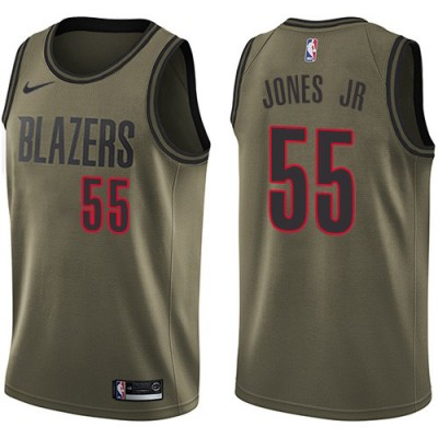 Nike Blazers #55 Derrick Jones Jr Green Salute to Service Youth NBA Swingman Jersey